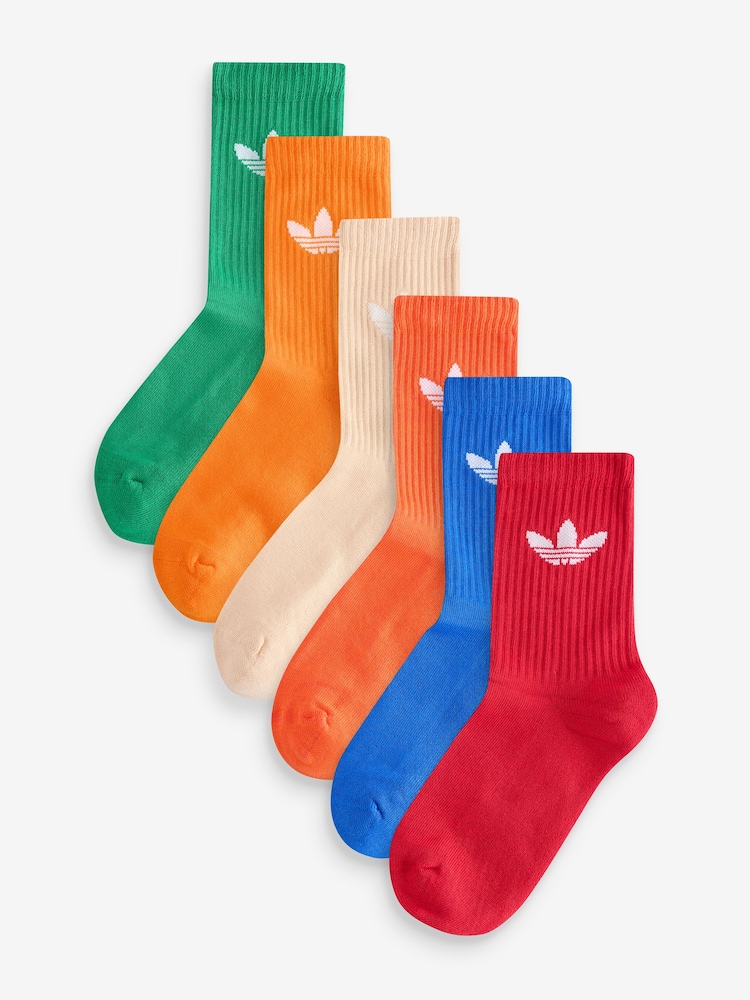 متعدد الألوان - حزمة من 6 جوارب برقبة Crew مزينة بشعار الوريقات الثلاثة من Adidas Originals - صورة 1 من 9