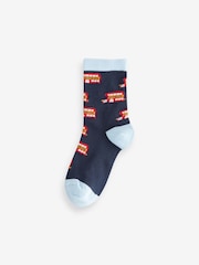 Blue/Red London Bus Print Rich Socks 5 Pack - Image 3 of 8