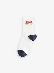 Blue/Red London Bus Print Rich Socks 5 Pack - Image 4 of 8