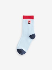 Blue/Red London Bus Print Rich Socks 5 Pack - Image 5 of 8