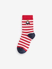 Blue/Red London Bus Print Rich Socks 5 Pack - Image 6 of 8