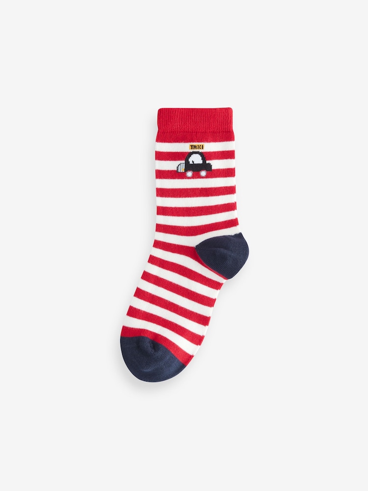 Blue/Red London Bus Print Rich Socks 5 Pack - Image 6 of 8
