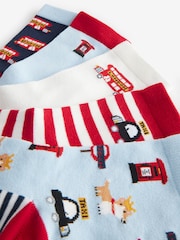 Blue/Red London Bus Print Rich Socks 5 Pack - Image 7 of 8