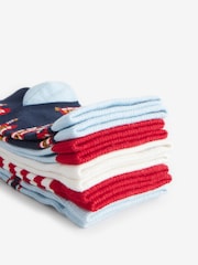 Blue/Red London Bus Print Rich Socks 5 Pack - Image 8 of 8