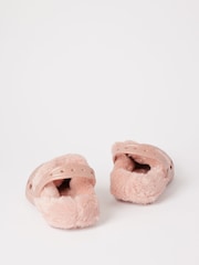 Lipsy Pink Fleece Lined Faux Fur Slip On Clog Slippers - Image 3 of 4