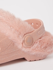 Lipsy Pink Fleece Lined Faux Fur Slip On Clog Slippers - Image 4 of 4