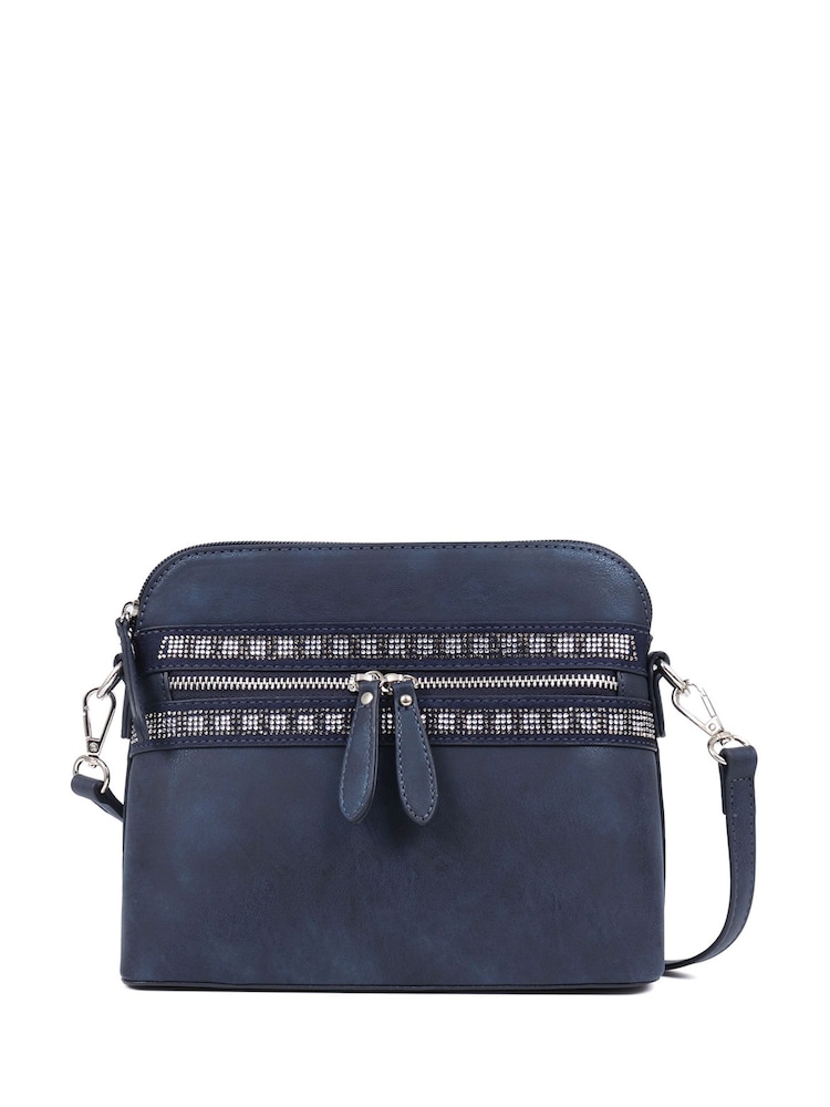 Blauw - Pavers zwarte crossbodytas met ritssluiting - Image 1 of 3