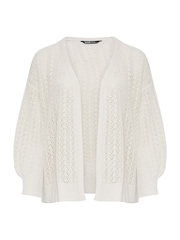 Yours Curve Cream Pointelle Balloon Sleeve Cardigan - Image 5 of 5