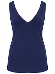 Темно-синий - Pour Moi Sophie Fuller Bust Stretch V-Neck Vest - Image 3 of 4