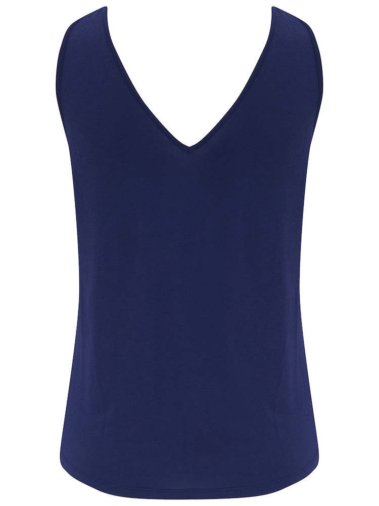 Темно-синий - Pour Moi Sophie Fuller Bust Stretch V-Neck Vest - Image 4 of 4