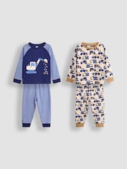 JoJo Maman Bébé Blue 2-Pack Cotton Pyjamas - Image 1 of 11
