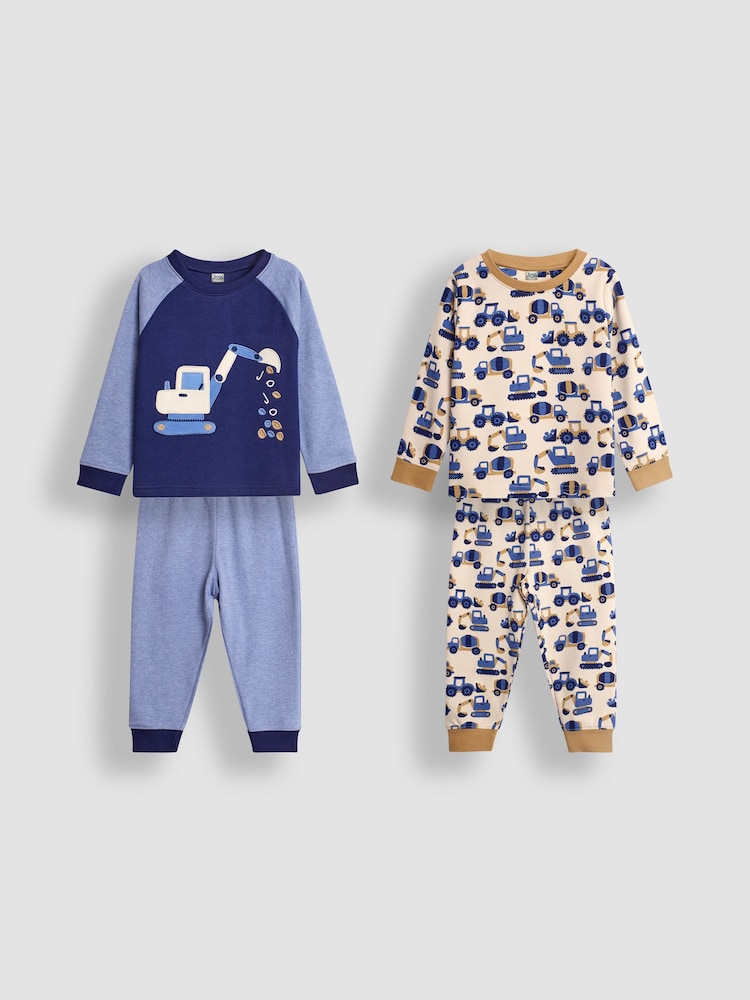 JoJo Maman Bébé Blue 2-Pack Cotton Pyjamas - Image 1 of 11
