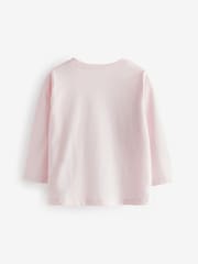 Pink 100% Cotton Long Sleeve Bow Sequin T-Shirt (9mths-7yrs) - Image 2 of 4