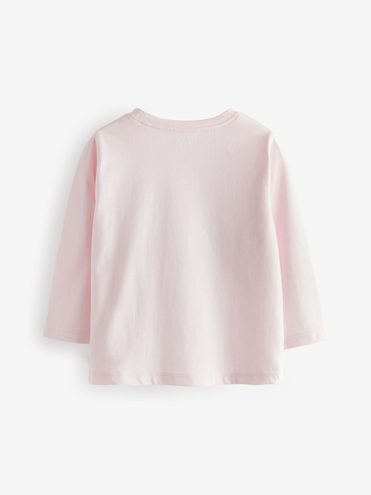Pink 100% Cotton Long Sleeve Bow Sequin T-Shirt (9mths-7yrs) - Image 2 of 4
