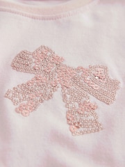 Pink 100% Cotton Long Sleeve Bow Sequin T-Shirt (9mths-7yrs) - Image 4 of 4