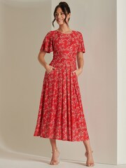 Jolie Moi Red Rexina Maxi Mesh Dress - Image 1 of 6
