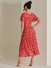 Jolie Moi Red Rexina Maxi Mesh Dress - Image 2 of 6
