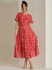 Jolie Moi Red Rexina Maxi Mesh Dress - Image 4 of 6