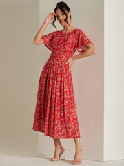 Jolie Moi Red Rexina Maxi Mesh Dress - Image 5 of 6
