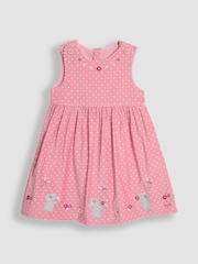 JoJo Maman Bébé Pink Mouse Applique Cord Dress - Image 1 of 4