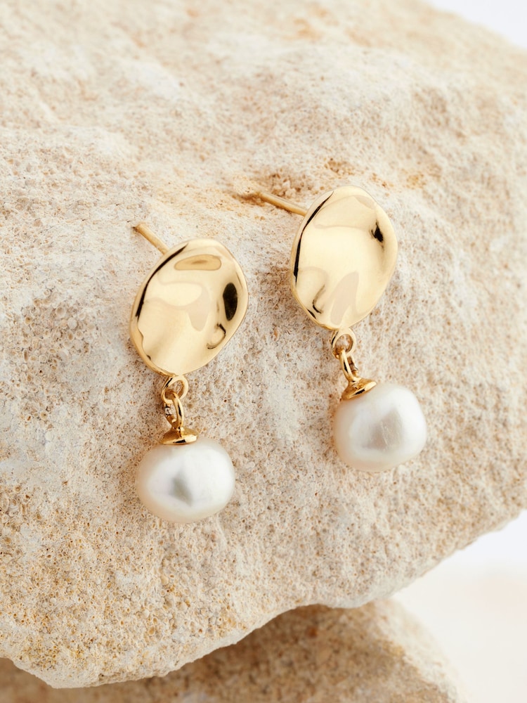 Gold Tone Vermeil Sterling Silver Premium Collection Fresh Water Pearl Drop Earrings - Image 1 of 6