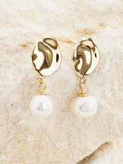 Gold Tone Vermeil Sterling Silver Premium Collection Fresh Water Pearl Drop Earrings - Image 2 of 6