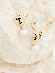 Gold Tone Vermeil Sterling Silver Premium Collection Fresh Water Pearl Drop Earrings - Image 3 of 6