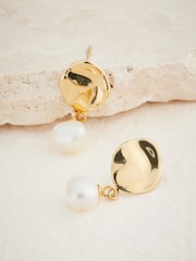 Gold Tone Vermeil Sterling Silver Premium Collection Fresh Water Pearl Drop Earrings - Image 6 of 6