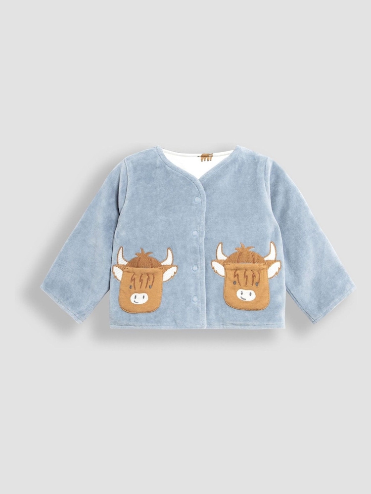 JoJo Maman Bébé Blue Baby Highland Cow Velour Set 3 Piece - Image 2 of 7