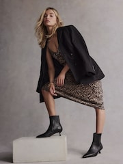 Black Tabitha Simmons Kitten Heel Elvina Leather Ankle Boots - Image 2 of 10