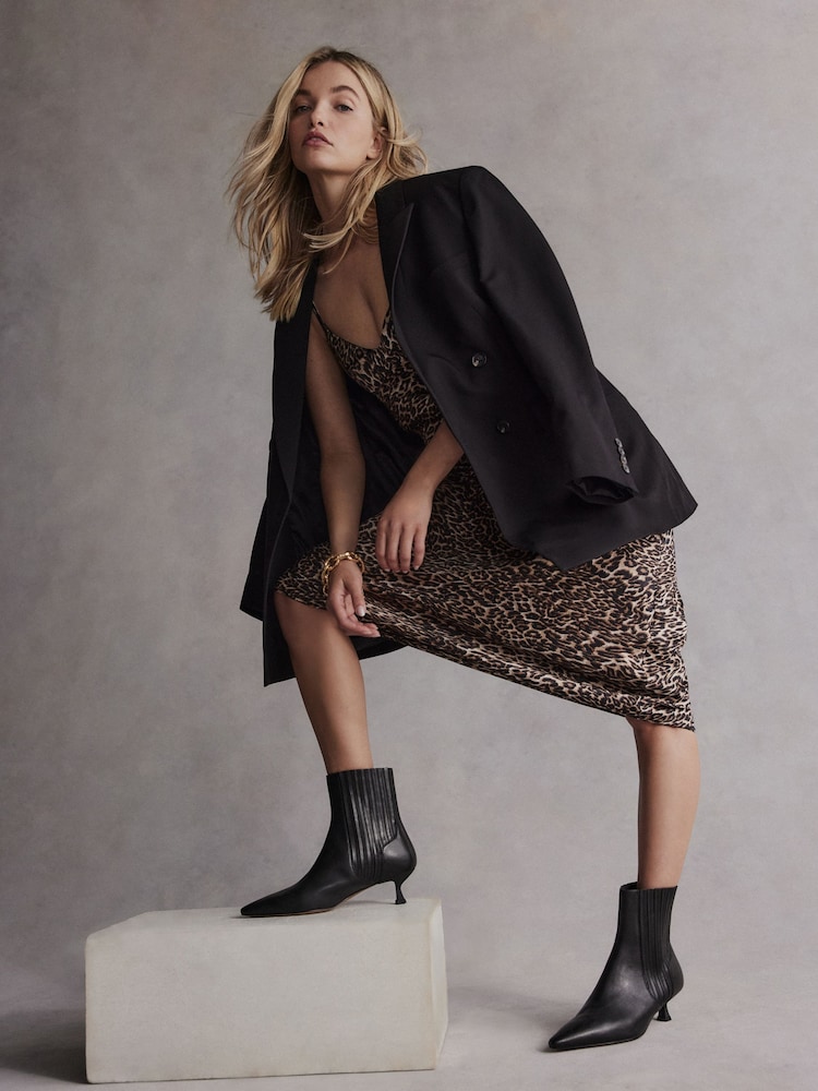 Black Tabitha Simmons Kitten Heel Elvina Leather Ankle Boots - Image 2 of 10