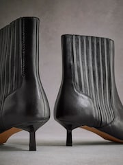 Black Tabitha Simmons Kitten Heel Elvina Leather Ankle Boots - Image 9 of 10