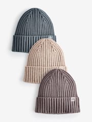 Neutrals Knitted Beanies 3 Pack (1-16yrs) - Image 1 of 5