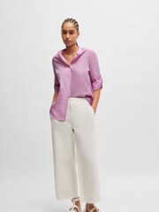 BOSS Purple Regular-Fit Blouse in Cotton-Blend Chambray - Image 1 of 6