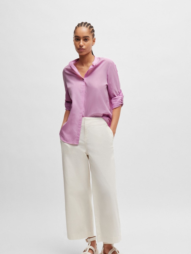 BOSS Purple Regular-Fit Blouse in Cotton-Blend Chambray - Image 1 of 6