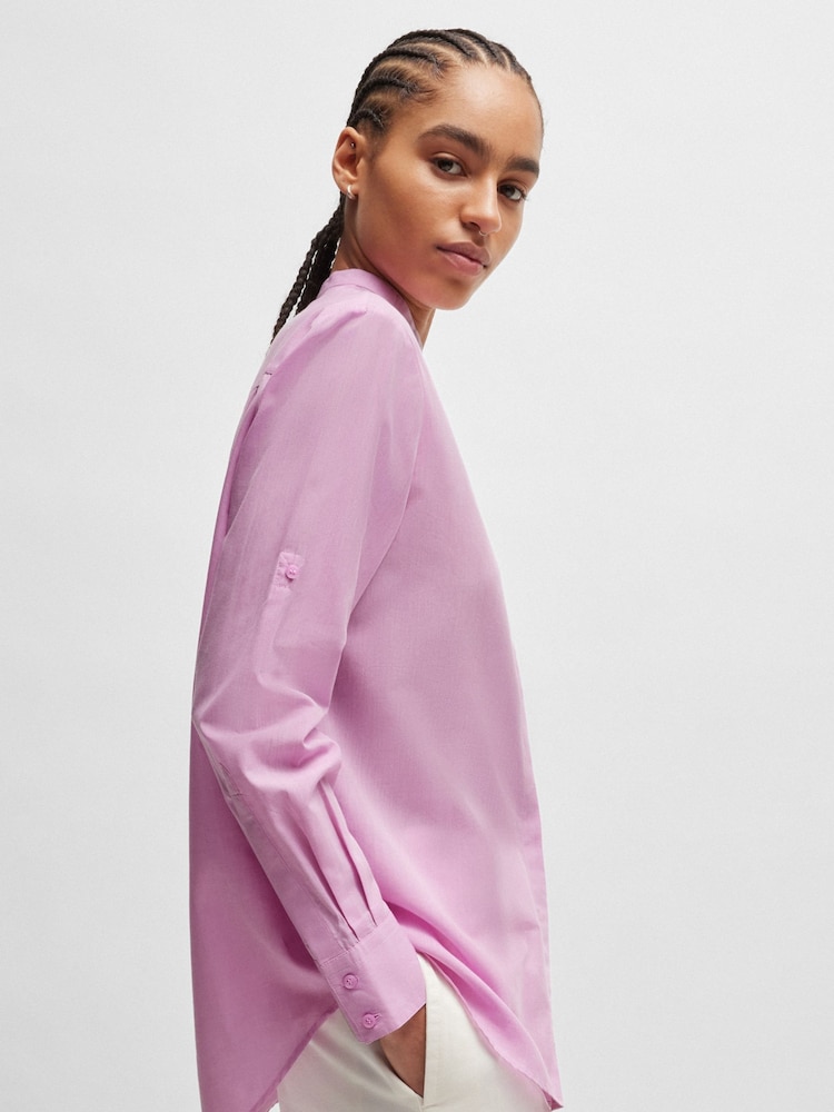 BOSS Purple Regular-Fit Blouse in Cotton-Blend Chambray - Image 2 of 6 BOSS Purple Regular-Fit Blouse in Cotton-Blend Chambray - Image 2 of 6