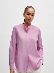 BOSS Purple Regular-Fit Blouse in Cotton-Blend Chambray - Image 4 of 6