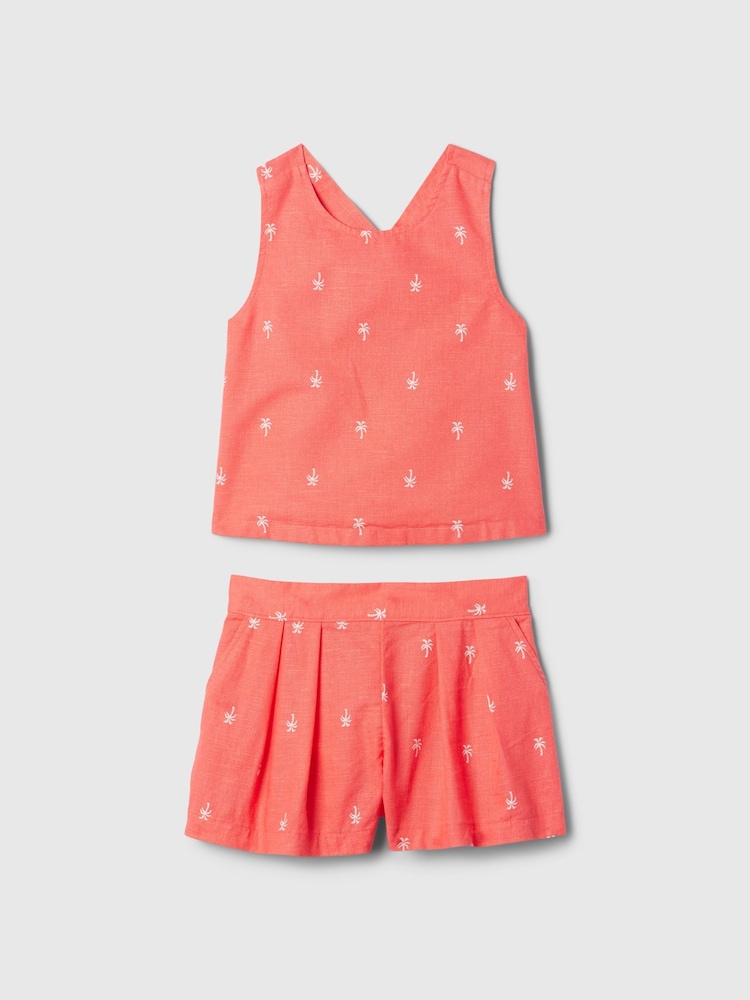 Gap Red Linen Cotton Vest Top and Shorts Set (12mths-5yrs) - Image 1 of 3 Gap Red Linen Cotton Vest Top and Shorts Set (12mths-5yrs) - Image 1 of 3