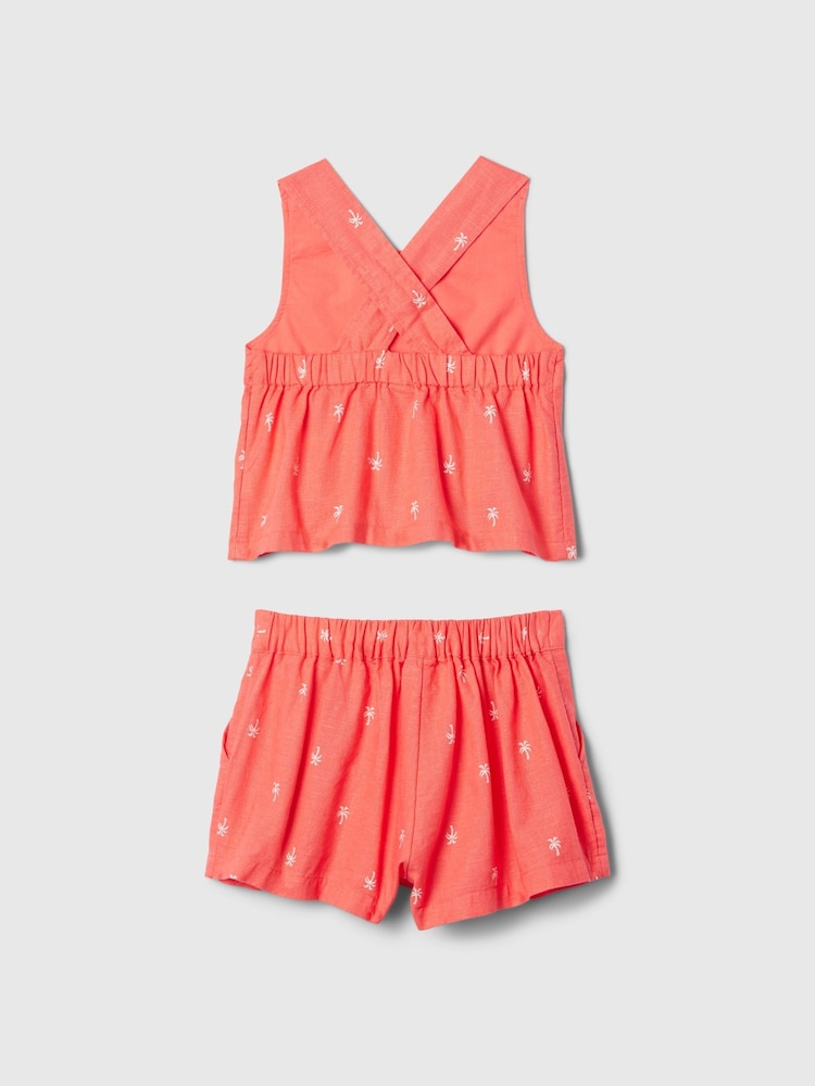 Gap Red Linen Cotton Vest Top and Shorts Set (12mths-5yrs) - Image 2 of 3 Gap Red Linen Cotton Vest Top and Shorts Set (12mths-5yrs) - Image 2 of 3