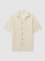 Reiss Ecru Pallas Crochet Cuban-Collar Shirt - Image 2 of 6