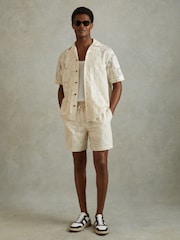 Reiss Ecru Pallas Crochet Cuban-Collar Shirt - Image 3 of 6