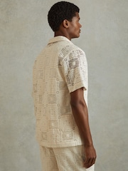 Reiss Ecru Pallas Crochet Cuban-Collar Shirt - Image 5 of 6