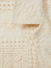 Reiss Ecru Pallas Crochet Cuban-Collar Shirt - Image 6 of 6