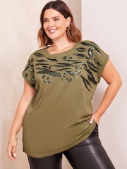 تونك تلبيس واسع مزين بالترتر من Curves Like These - صورة 3 من 4