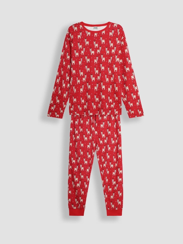 JoJo Maman Bébé Mens Reindeer Print Pyjamas Set - Image 1 of 5