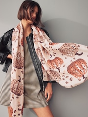 Leopard Print Pumpkin Lightweight Scarf - Image 1 of 6