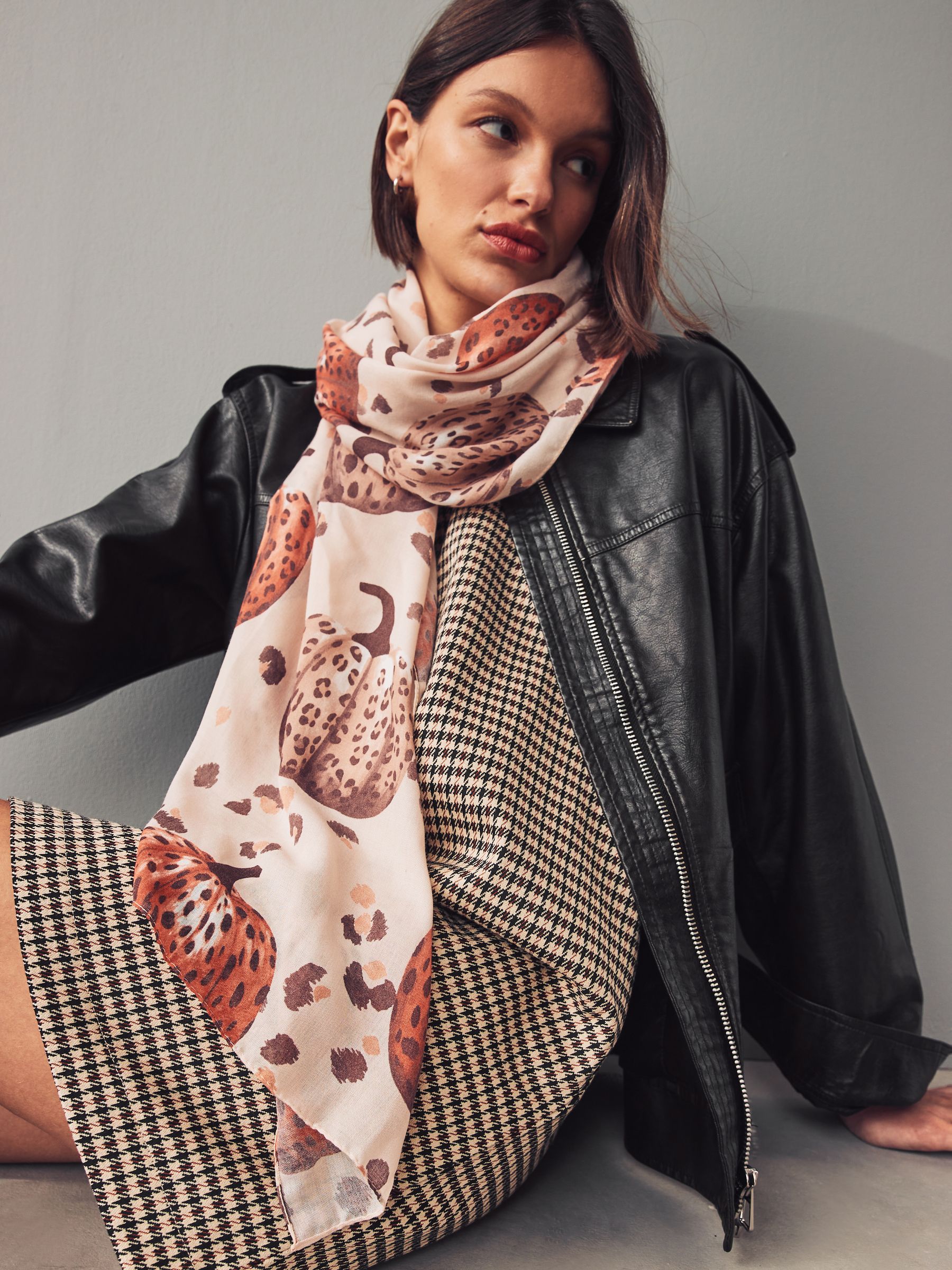 Buy Leopard Print Pumpkin Lightweight Scarf from Next Luxembourg