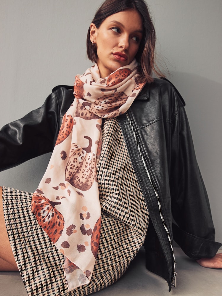 Leopard Print Pumpkin Lightweight Scarf - Image 2 of 6