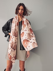 Leopard Print Pumpkin Lightweight Scarf - Image 3 of 6