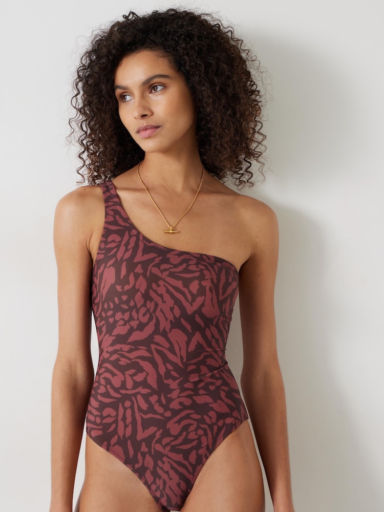 Hush Brown Oakley One Shoulder Swimsuit - Image 1 of 5 Hush Brown Oakley One Shoulder Swimsuit - Image 1 of 5